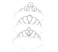 DEARMAMY 3 Piezas Banda De Pelo De Cristal Nupcial Prendas De De Imitación Princesa Tiaras De La Novia De La Novia Para Niñas Plata Aleación