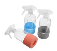 DEARMAMY 3 piezas Botellas Spray de Vidrio Reutilizables con Funda Silicona Antideslizante Base Pulverizador Fino para Limpieza Jardinería y Cuidado Pack Azul Gris