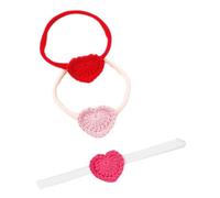 DEARMAMY 3 Piezas diadema para banda diademas diadema de bebé con corazón de crochet diadema infantil para niña diadema de corazón de ganchillo diadema de niña diadema para niña hilo
