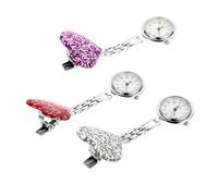 DEARMAMY 3 Piezas Reloj De Bolsillo Colgante Women Reloj para Hombres Enfermero Relojes Fob para Enfermeras Relojes De Mujer Brillante Señoras Mama Reloj De Solapa Segundo Aleación Púrpura