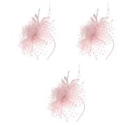 DEARMAMY 3 Piezas sombrero de fiesta de té de diademas novia fuente Boda velo de novia sombrero de mujer moda sombreros tocado de mujer accesorios para el cabello de novia nailon