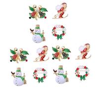 DEARMAMY 3 Series Broche De Navidad Christmas Christmas Presents Decoração Xmas Decorations Patas Decoración Pasadores Broche De Mujer De Aleación De Navidad 4 Piezas X 3
