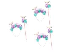 DEARMAMY 3juegos Diadema De Sirena Varita Mágica Para Niñas Accesorios De Fiesta De Disfraz De Mermaid Para Cumpleaños y Cosplay Set