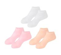 DEARMAMY 3pares Calcetines Hidratantes De Gel Invisibles Protección Para Pies Agrietados Cuidado Talla s Colores Blanco y Rosa
