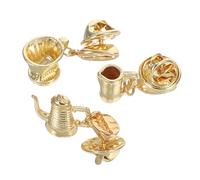 DEARMAMY 3piezas Accesorios Para Cafetero Broches De Aleación Con Forma De Cafetera y Taza Para Solapa Para Uso En Delantales, Ropa y Bolsos