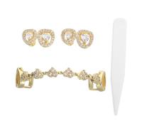 DEARMAMY 3piezas Brackets Dorados Forma De Corazón De Parrillas para Dientes Parrillas De Joyería para Halloween para Disfraces De Hip Hop Joyerías Dentales Elegantes para Celebraciones De