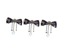 DEARMAMY 3piezas Clip De Cabello Retro De Estilo Punk Lazo Accesorio Creativo Para Mujeres Para Fiestas y Eventos Color Negro