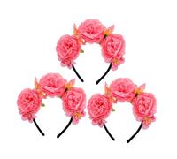 DEARMAMY 3piezas Diadema de Flores Artificiales para Mujer Adorno Floral Ligero para Fiesta Decoración de Peinados Elegante para Cabeza