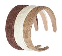 DEARMAMY 3piezas Diademas Trenzadas Mujer Accesorios Cabello Diadema Ancha Multiusos Colores Beige Café