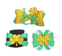 DEARMAMY 3piezas Horquilla De San Patricio Pinzas Cabello Lazo De Trébol Pasadores Para Niñas Purpurina Accesorios De Fiesta Para Día De San Patricio y Uso Diario