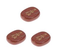 DEARMAMY 3piezas Piedras Palmarias De Chakra Rojo Natural De Ovaladas y Pulidas Símbolos De Energía Grabados Para Sanación y De Chakras