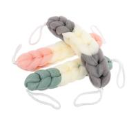 DEARMAMY 3piezas Toalla De Baño Exfoliante Esponja De Ducha Tipo Lufa Larga Trio De Esponjas Corporales Para Baño Color Verde Gris y Rosa Para Uso Diario La Ducha