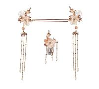 DEARMAMY 3piezas Tocado Hanfu de Cabello Kit de Horquillas Chinas y Peinetas para Bodas Fiestas Cosplay y Fotos