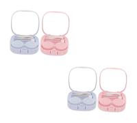 DEARMAMY 4 Juegos Estuche para Lentes de Contacto Casos Estuche de Lentes Colorido Hola Porta contactos portatil Estuches para Lentes de Contacto reemplazables el plastico