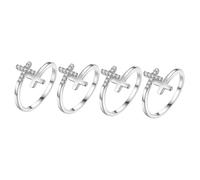 DEARMAMY 4 Piezas Anillo Collar Anillos Negros Para Mujer Joyas Women Decoración Del Anillo De Dedo De Las Mujeres Anillos Creativos Anillo Para Mujer Silver Aleación