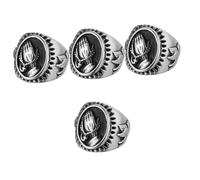 DEARMAMY 4 Piezas anillos de oración complementos disfraz bisuteria hombre for men accesorios de disfraz anillos creativos anillos para hombres estéticos anillo retro Acero inoxidable