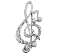 DEARMAMY 4 Piezas broche de nota musical broche de músico decoración broche de alfiler aniversario Música favores chaqueta mujer alfileres broche decorativo broche de perlas aleación Silver