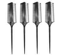 DEARMAMY 4 Piezas cepillo de pelo burlón peines de de rata para despedida cepillo de pelo para mujer aplicador de peine de tinte para el cabello cepillo de burlas el plastico Black
