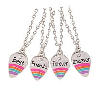 DEARMAMY 4 Piezas collar de collar de perlas para mujer equipo trío collares de mejores amigas collar mejores amigas 4 collar de amistad collar de hermana para 4 Aleación de zinc