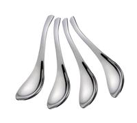 DEARMAMY 4 Piezas Cucharas de Sopa Asiáticas de Acero Inoxidable Cucharas de Sopa para Adultos Coreanas para Comer Guisos y Cereales