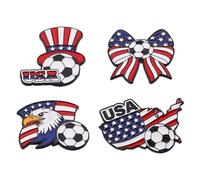 DEARMAMY 4 Piezas Pin de Solapa Fútbol con Bandera Estadounidense Broche Esmaltado Patriótico Insignia Ligera y Resistente para Fans Usa para Día Independencia y Eventos Deportivos