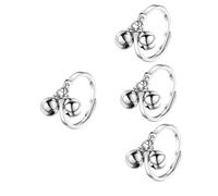 DEARMAMY 4 Piezas Timbre Abierto Anillo Abierto De Campana De Bola Anillo De Campana Ajustable Lindo Anillo De Dedo Anillo De Campana De Bola Doble Lindo Anillo Abierto Cobre