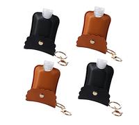 DEARMAMY 4juegos Botellas Portátiles para Lavarse las Manos Porta Llaveros de Cuero para Viajes y Almacenamiento de Loción Incluye Fundas Vacías