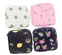 DEARMAMY 4piezas Bolsa De Almacenamiento para Toallas Sanitarias Porta Compresas y Monedas Portátiles para Pintalabios Diseño De Luna Cactus y Negro Limón para Viaje