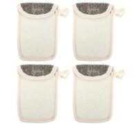 DEARMAMY 4piezas Bolsa De Jabón Exfoliante Negra De Lino De Ahorradoras Para Jabón Barra Bolsa Ligera y Portátil Para Baño y Almacenamiento