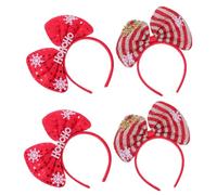 DEARMAMY 4piezas Diadema Letras y Lentejuelas Adornos Navideños Cabello Diademas Navideñas Lazo para Fiestas de Navidad