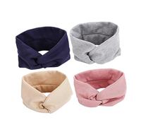 DEARMAMY 4piezas Diademas Elásticas Rosca Pelo Banda Cabello Deportiva para Yoga Diadema Cruzada para Mujer Marino