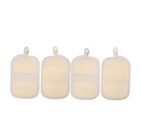 DEARMAMY 4piezas Esponja de Baño de Luffa Natural Exfoliante Corporal Lavable Paño de Luffa Ducha para Hombres y Mujeres con Banda Elástica Baño