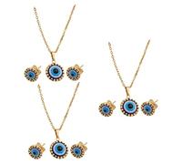 DEARMAMY 5 Juegos Conjunto De Pendientes y Collar Círculo Pararse Brazaletes De Oro Para Mujer Tachuelas Segundo Collar Con Nombre Para Mujer Piedra Del Zodíaco Pendientes De Clip Aleación