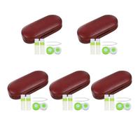 DEARMAMY 5 Juegos Estuche De Anteojos Casos Lentes Organizador para Llevar Gafas Contenedor De Anteojos Titular De Contactos Estuche De Gafas Múltiples Pinzas Rojo PU