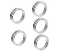 DEARMAMY 5 Uds Anillo Gay Joyería De Lazo Camisa Del Orgullo Gay Del Orgullo Decoraciones Del Orgullo Diadema De Arcoíris Lesbiana Anillos Para Mujeres