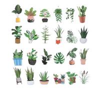 DEARMAMY 50 Piezas Pegatinas de Plantas Verdes de PVC Reutilizables y Fáciles de Quitar para Ordenador y Equipaje, Adhesivos Decorativos Impermeables Ideales para Viajes