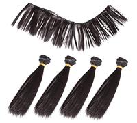 DEARMAMY 5piezas Pelucas Straight Hair Resistentes Al Calor Para Muñecas Diy De Alta Temperatura Para Proyectos Escolares y Manualidades Casa