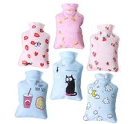 DEARMAMY 6 Bolsas de Agua Caliente Pequeñas de PVC Dibujos Animados Rojo Labios Plátano Fresa Taza Nube Gato Mini Bolsa Calefactora Portátil Tapa Blanda Segura para Aliviar