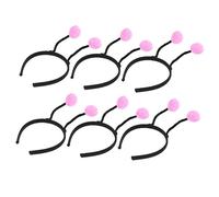 DEARMAMY 6 Diademas Bolas de Pelo Rosa para Disfraz de Cosplay Niñas, Diseño Único, Cómodas y No Se Caen, para Maquillaje y Fiestas