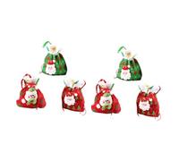 DEARMAMY 6 Piezas Bolsa de Navideña de Bolsitas Portátiles para de Tela No Tejida Diseño de Papá Noel y Muñeco para Fiestas y Decoración Casa