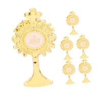 DEARMAMY 6 Piezas Broche Religioso de Comunión en Aleación de Zinc Amarillo, Ligero y Portátil, Diseño Único y Elegante para Ocasiones Religiosas y Fiestas Cristianas