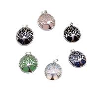 DEARMAMY 6 piezas Colgantes Árbol Vida de Aleación con Cristales Naturales para Dijes Mujer Accesorios para Creación de Joyería DIY Diseño Único y Duradero