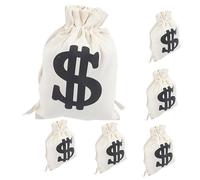 DEARMAMY 6 Piezas Juguetes de bolsas de dinero accesorio de bolsa de dinero bolsa con cordón bolsas de favor de la fiesta suministros para la fiesta bolsas de dinero para banca lienzo