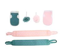 DEARMAMY 6 Piezas Toallas de Baño de Tres Guante de Baño para Ducha Exfoliante de Espalda Correa Piel Espalda Guante de Ducha