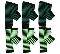 DEARMAMY 6pares Guantes sin Dedos Rayas Largos para Mujer y Niñas de Mitones de Punto sin Dedos Calentadores de Brazos para Disfraz Punk