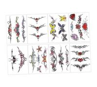 DEARMAMY 8 Hojas Cubierta de cicatriz impermeable tatuajes falsos tatuajes de cuerpo de mujer tatuajes de flores pegatinas tatuajes realistas papel de transferencia de agua