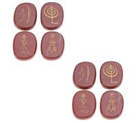 DEARMAMY 8piezas Piedras Palm Chakra De Rojo Grabadas Gemas Para Sanación y Forma Ovalada De Cristales Naturales Rojo Oscuro