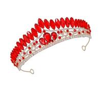 DEARMAMY Accesorio Para El Cabello Con De De Imitación Nupcial Boda Venda Decoración Reina Del Baile Novias Tiara De La Novia Tocado Tiaras Real Paseo Aleación De Zinc Rojo