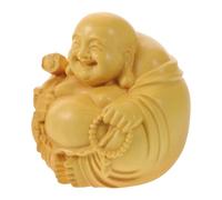 DEARMAMY Adorno Artesanal de Madera de Boj Figura de Buda Maitreya Tallada Tamaño Mediano 5 CM Decoración Única para Escritorio y Hogar