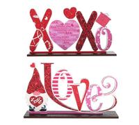 DEARMAMY Adornos de Madera para San Valentín, Set 2 Piezas, Decoración Artesanal de Mesa Diseño de Corazones para Fiesta y Ambiente Romántico, Accesorios Reutilizables para Eventos y Hogar
